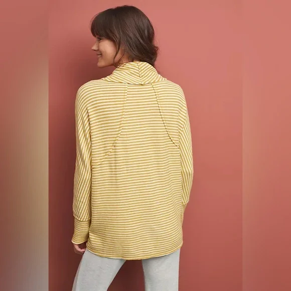 Anthropologie Saturday Sunday Homebound Cowl Neck Tunic Sweater Yellow XS - Picture 7 of 8